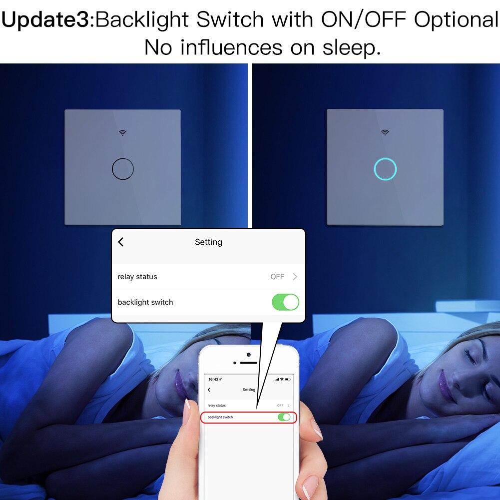 WiFi RF433 Smart Touch Light Switch 1/2/3/4 Gang 2 Way Multi-Control Neutral Wire Required EU (A Pack of 5 Boxes)
