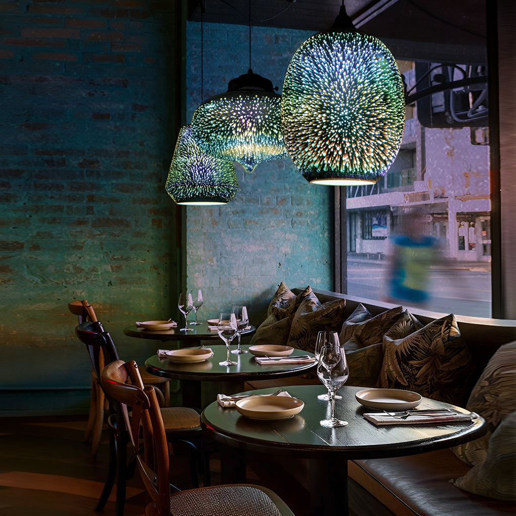 3-Light 3D Colorful Glass Fireworks Art Pendant | LumiMuse