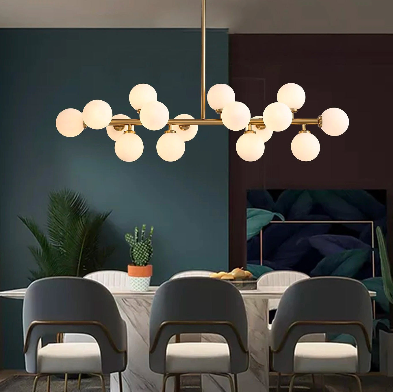 Glass Globes Linear Chandelier | LumiMuse