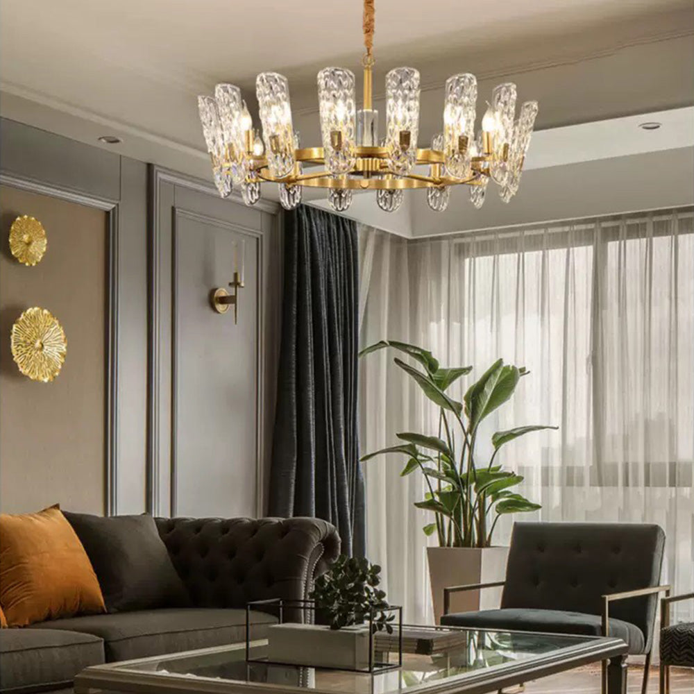 Luxury Brass Chandelier with Unique Wavy Shades | LumiMuse