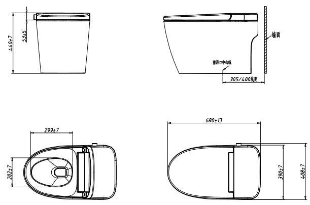 BRAVAT Light Intelligent Toilet - Model C29043W0-3-2