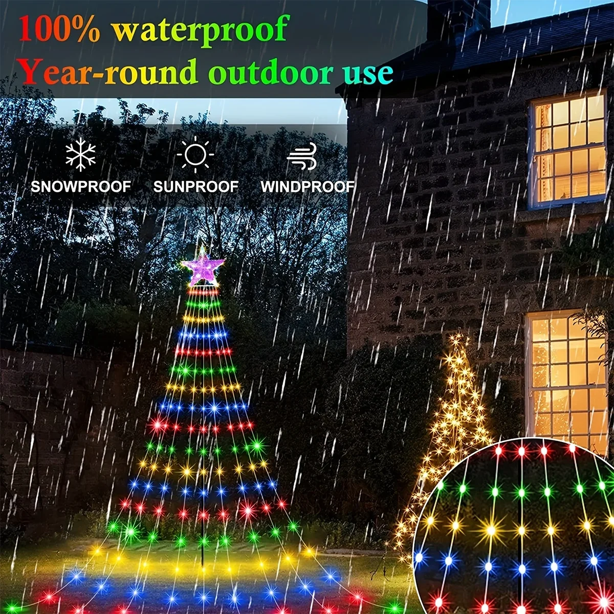 Star Waterfall Fairy Lights — USB or Solar