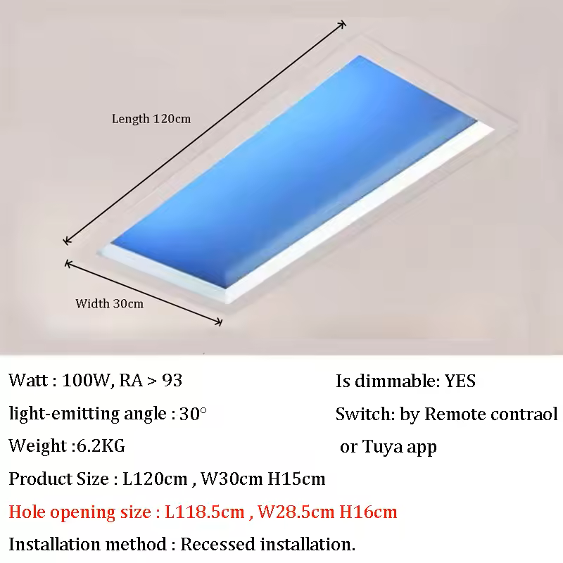 SkyView LED Ceiling Light – Ultra-Realistic Sunlight & Blue Sky Effect, Smart App & Remote Control, Dimmable & Energy-Efficient
