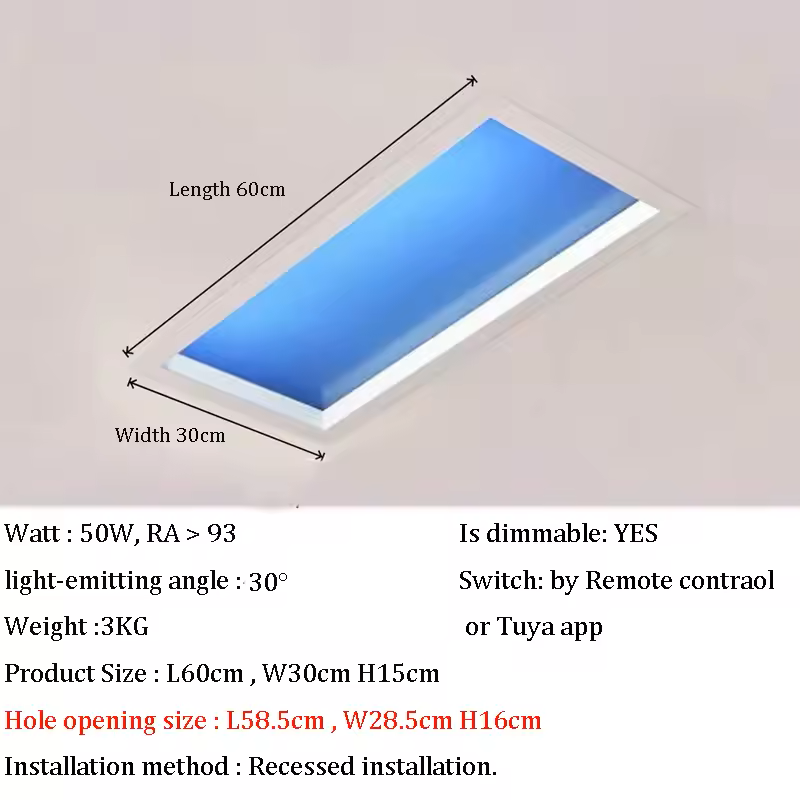 SkyView LED Ceiling Light – Ultra-Realistic Sunlight & Blue Sky Effect, Smart App & Remote Control, Dimmable & Energy-Efficient