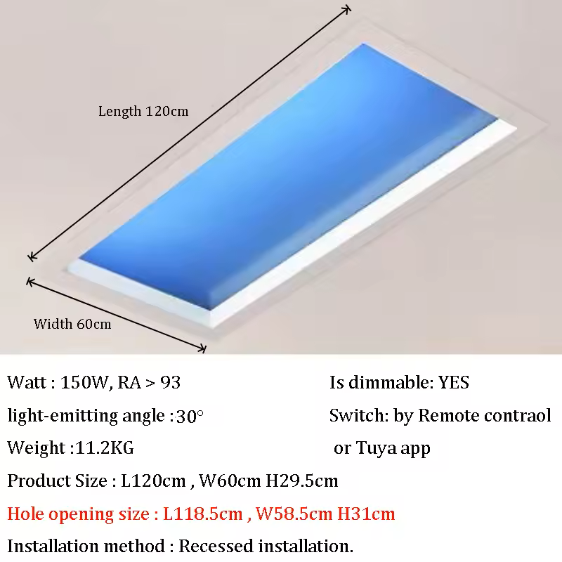 SkyView LED Ceiling Light – Ultra-Realistic Sunlight & Blue Sky Effect, Smart App & Remote Control, Dimmable & Energy-Efficient