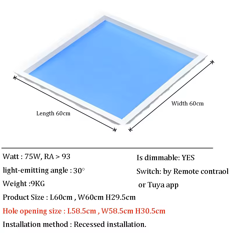 SkyView LED Ceiling Light – Ultra-Realistic Sunlight & Blue Sky Effect, Smart App & Remote Control, Dimmable & Energy-Efficient