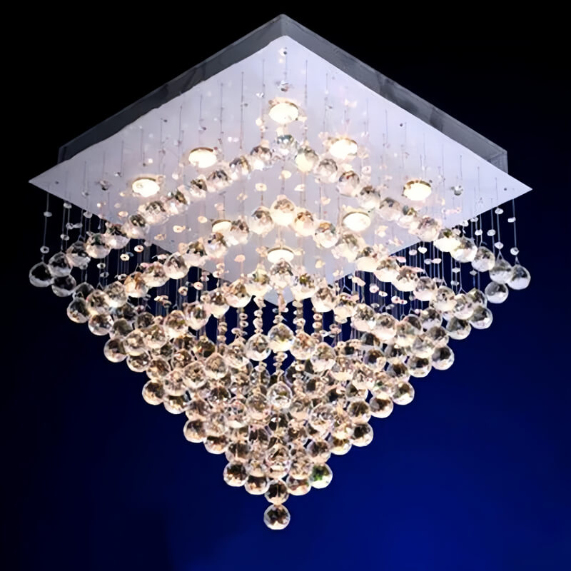 Square Seven Tiers Crystal Raindrop Chandelier - Ceiling Lights | LumiMuse