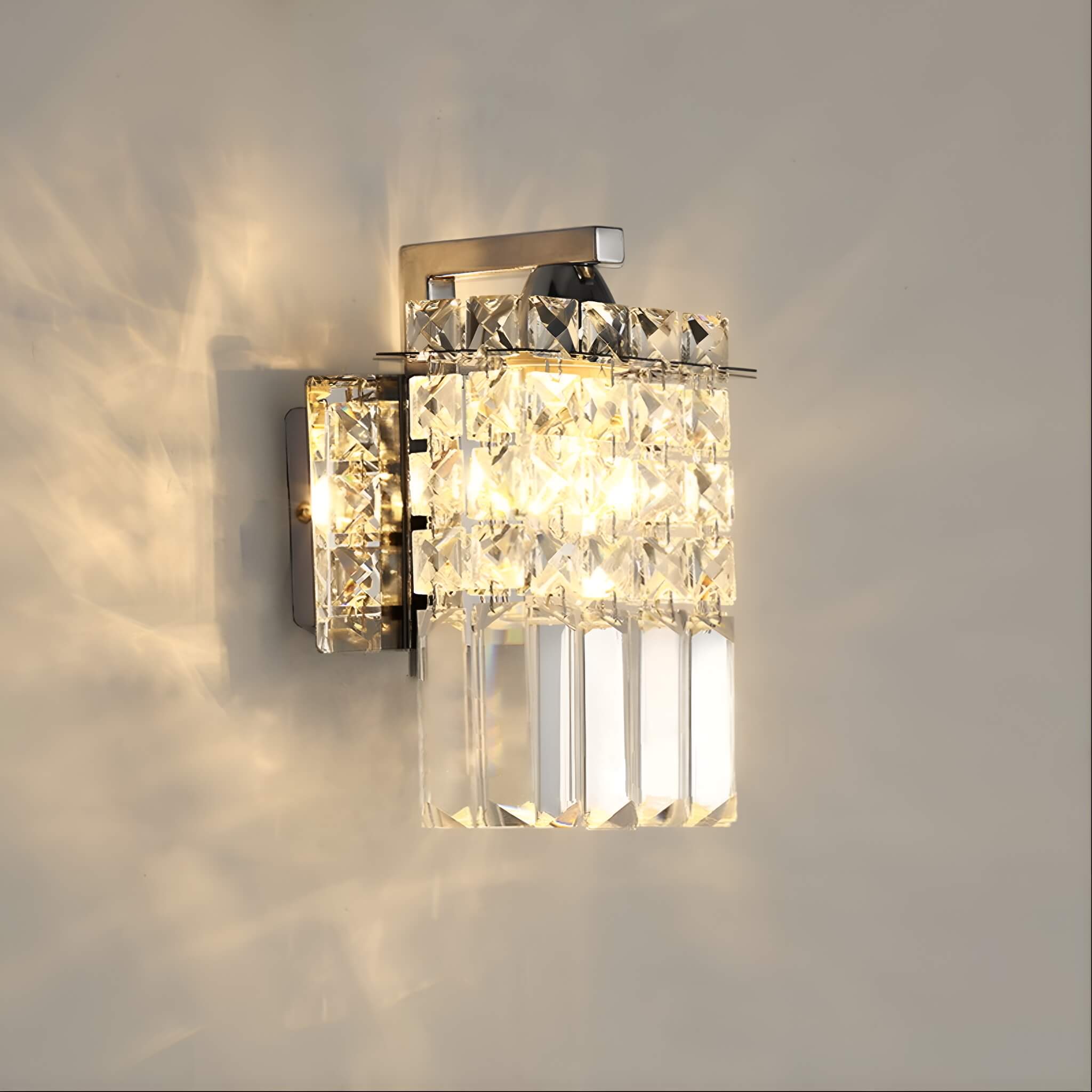 Contemporary Crystal Wall Sconce Elevate Your Living Space with Stainless Steel Elegance | Lumimuse