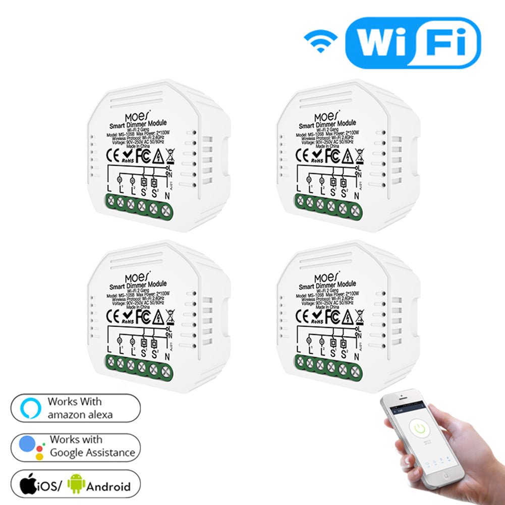 WiFi 2 Gang Dimmer Switch Module DIY Smart Light LED Dimmable Interruptor Relay