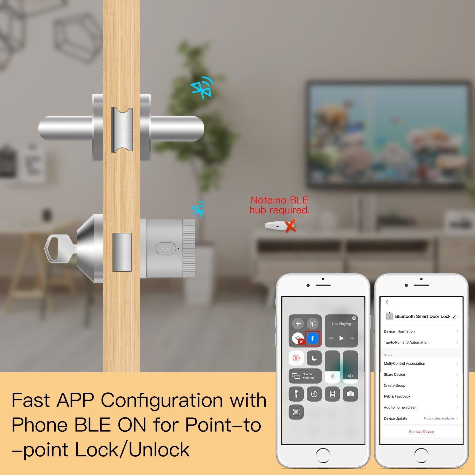 ¡¾EU Version¡¿Bluetooth Smart Door Lock Bank-grade AES128 Bit and TLS Encryption Keypad Bundle Bluetooth Sensor Unlocking Tuya Smart APP Remote Unlocking