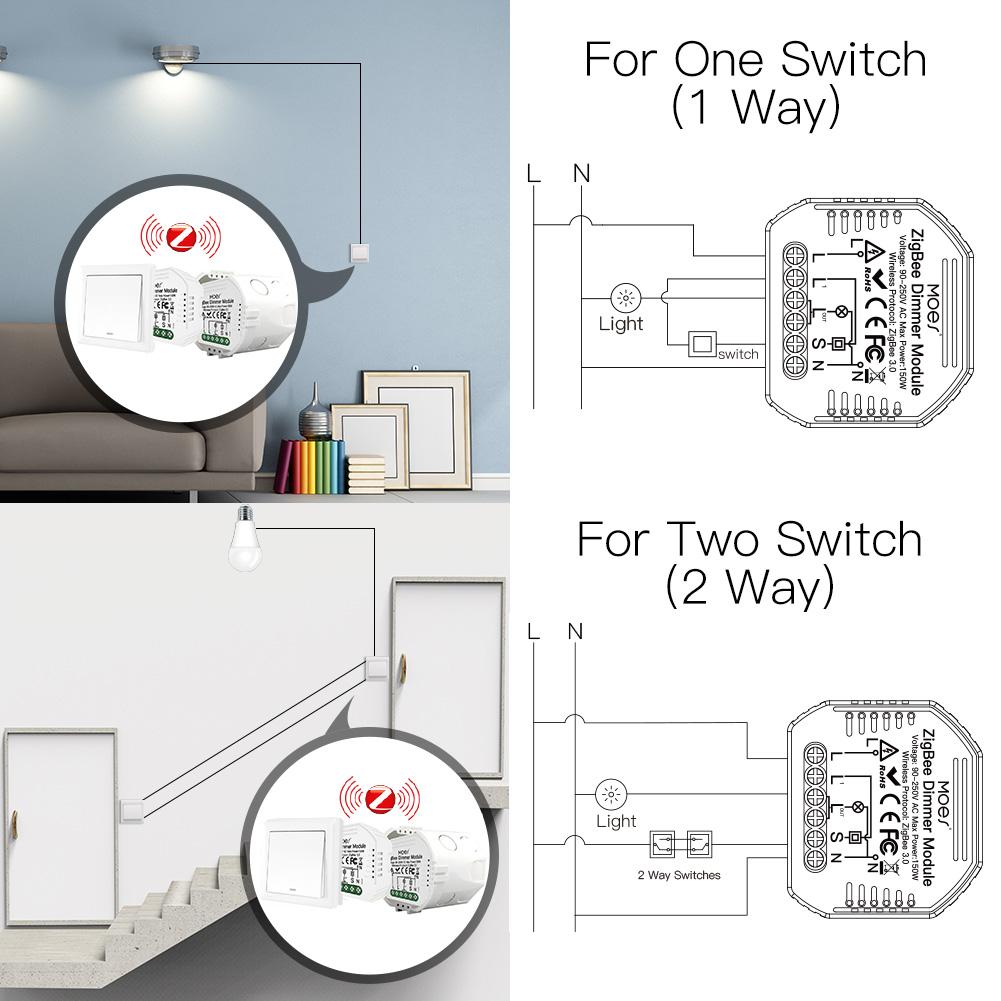 ZigBee Dimmer Module, Smart Switch Relay Module, LumiMuse Hub Required 1/2 Gang Interruptor