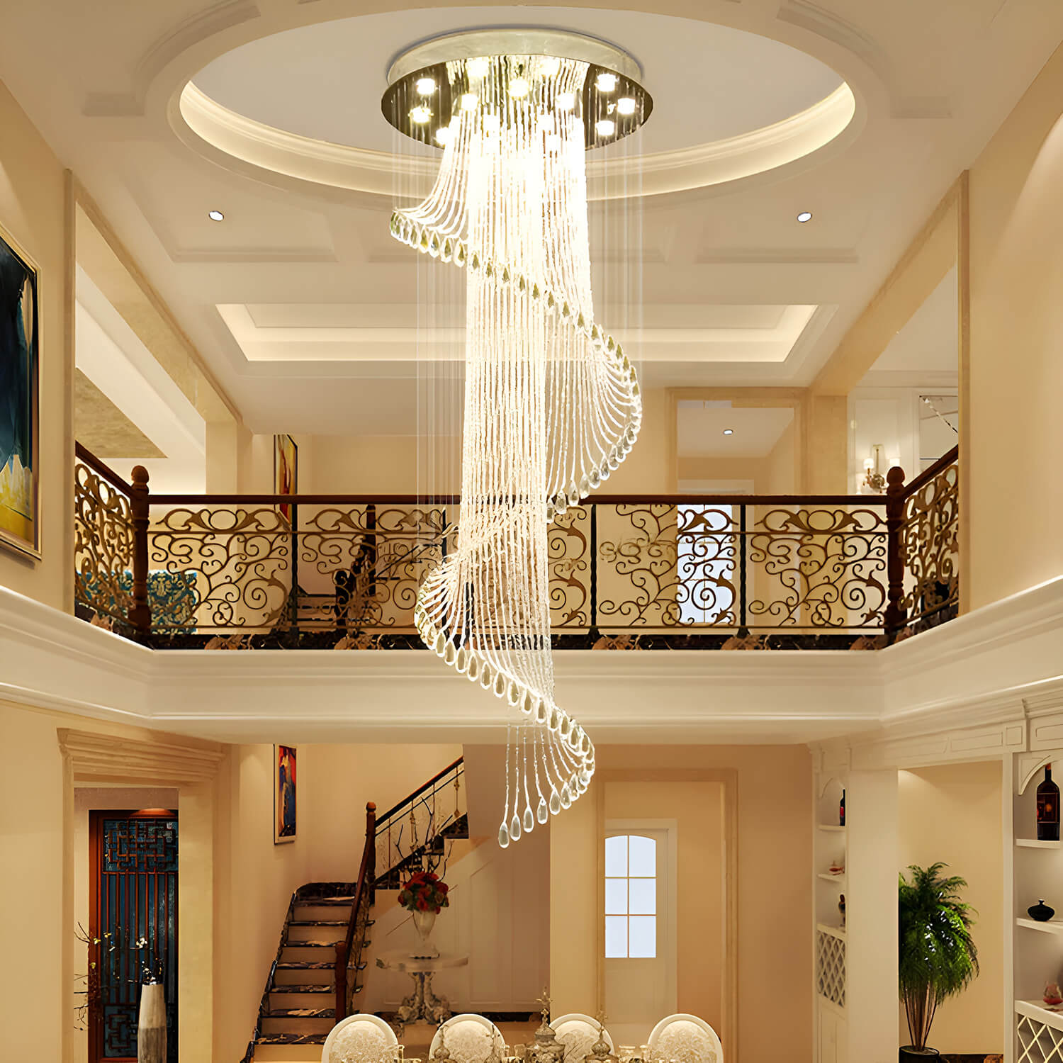 Lumimuse Open Box Deal: Modern Art Crystal Spiral Raindrop Chandelier
