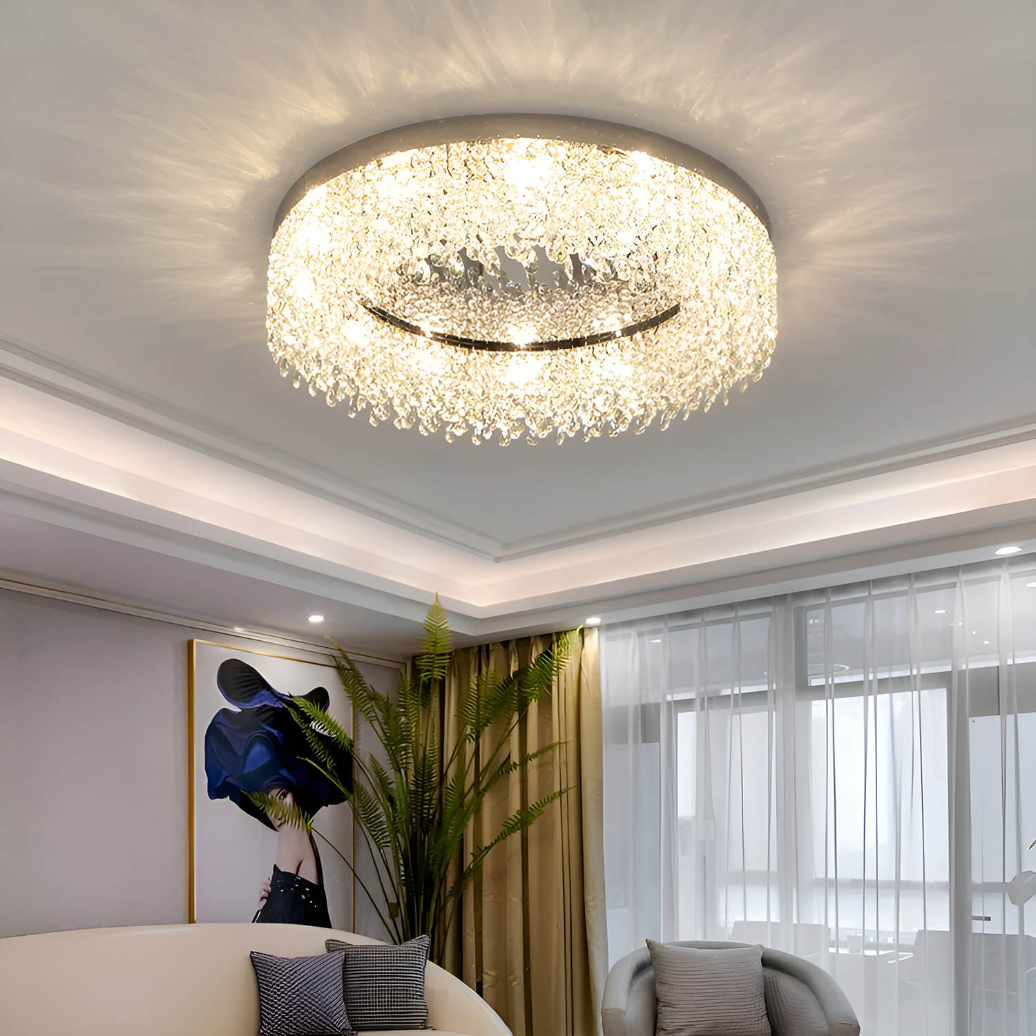 Modern Crystal Flush Mount Ceiling Light | LumiMuse