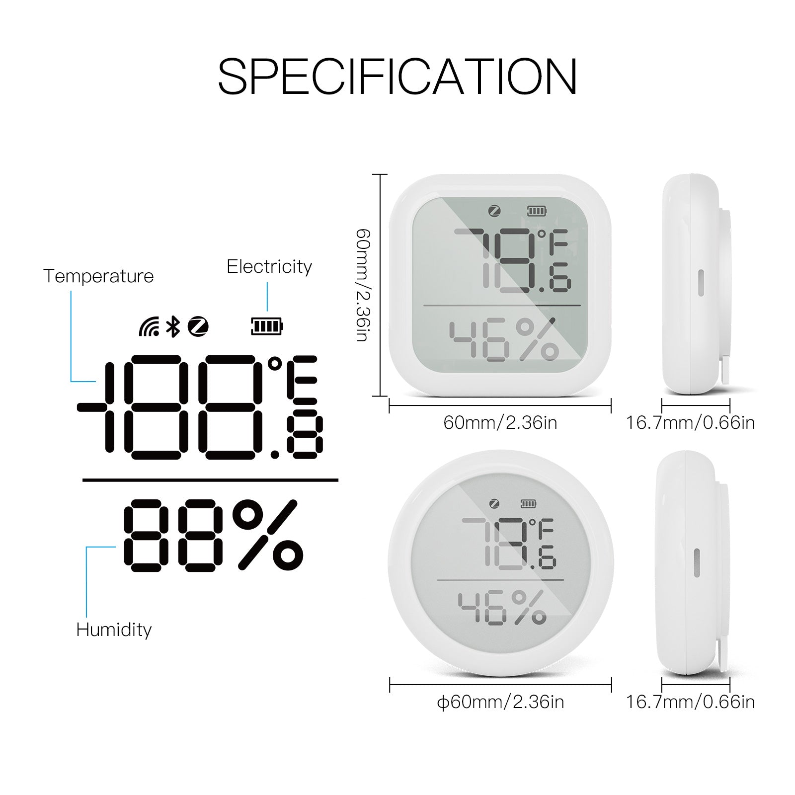 LumiMuse ZigBee Smart Temperature and Humidity Sensor Indoor Hygrometer Thermometer Detector