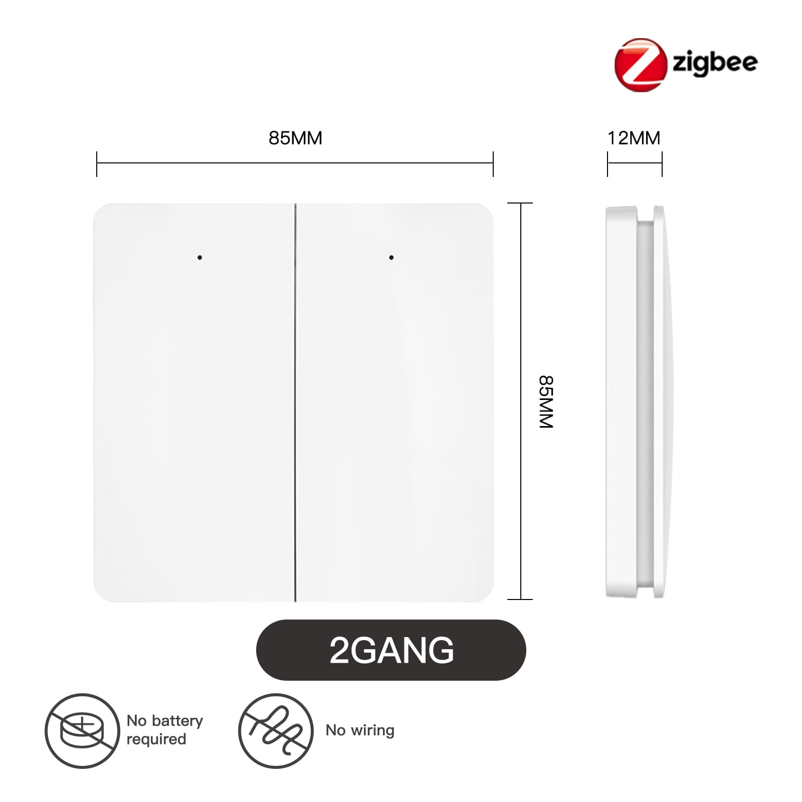 LumiMuse Smart ZigBee Wireless Switch, Self-powered 2/3 Gang Scene Switch Sticker