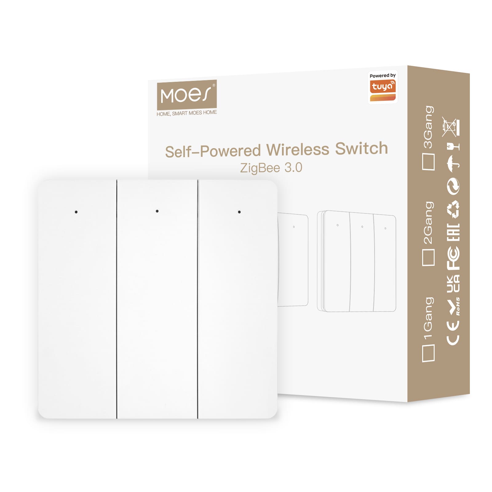 LumiMuse Smart ZigBee Wireless Switch, Self-powered 2/3 Gang Scene Switch Sticker