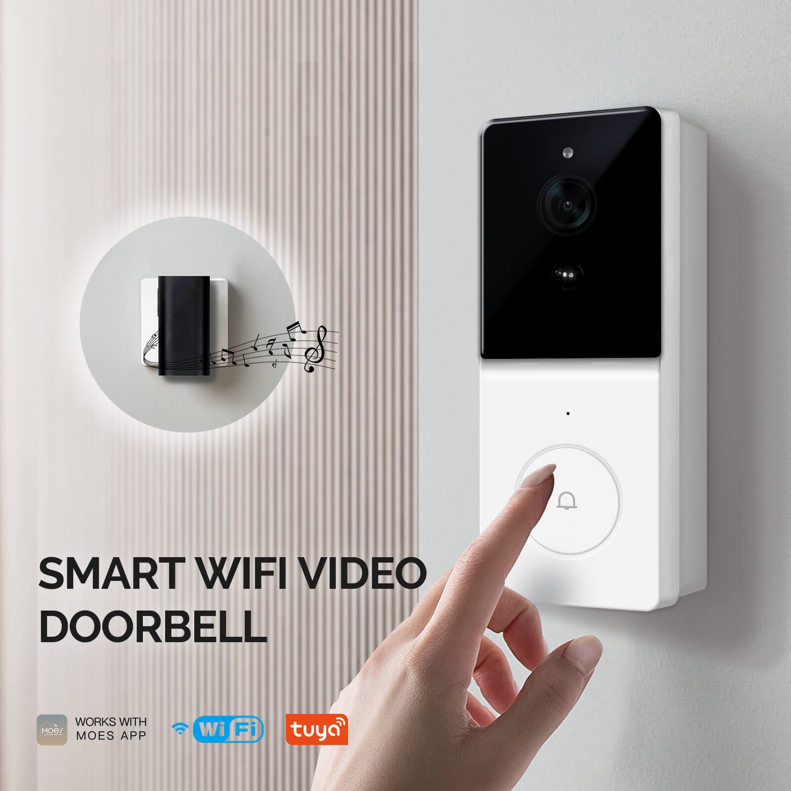 LumiMuse Tuya Smart WiFi Video Doorbell Camera 2-way Audio Intercom Outdoor Wireless Door Bell Night Vision