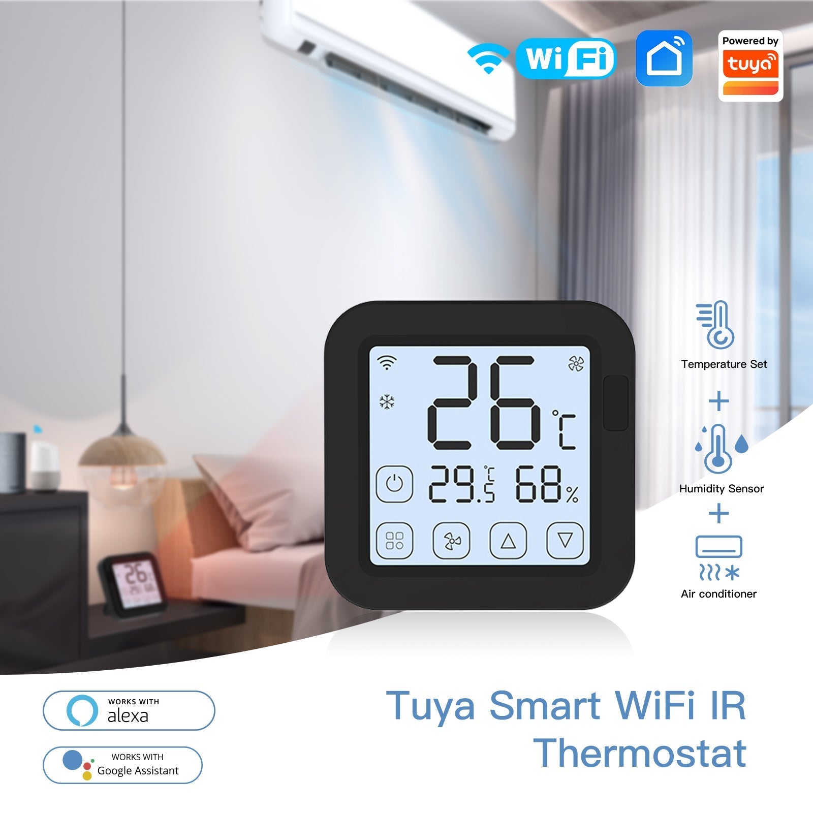 LumiMuse Tuya WiFi Smart IR Thermostat AC Remote Controller Temperature and Humidity Sensor