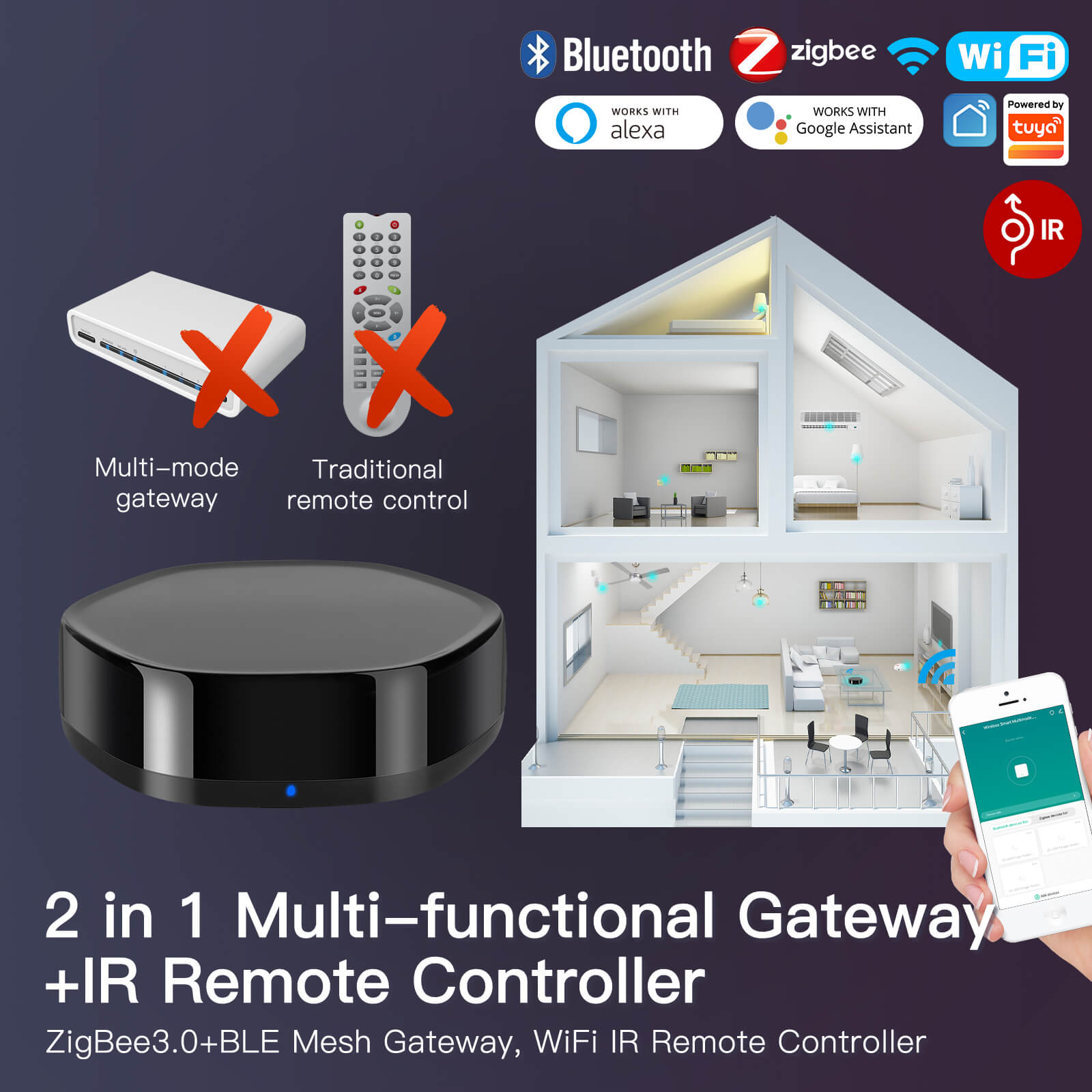 LumiMuse WiFi 2 in 1 Wireless Multi-function Gateway With 38K IR Remote Controller