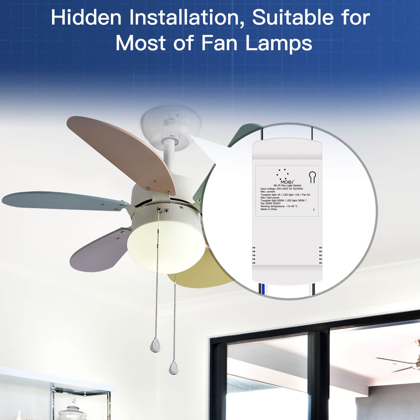 LumiMuse WiFi RF Smart Ceiling Fan Light Switch Module + Remote Controller Alexa APP 220V