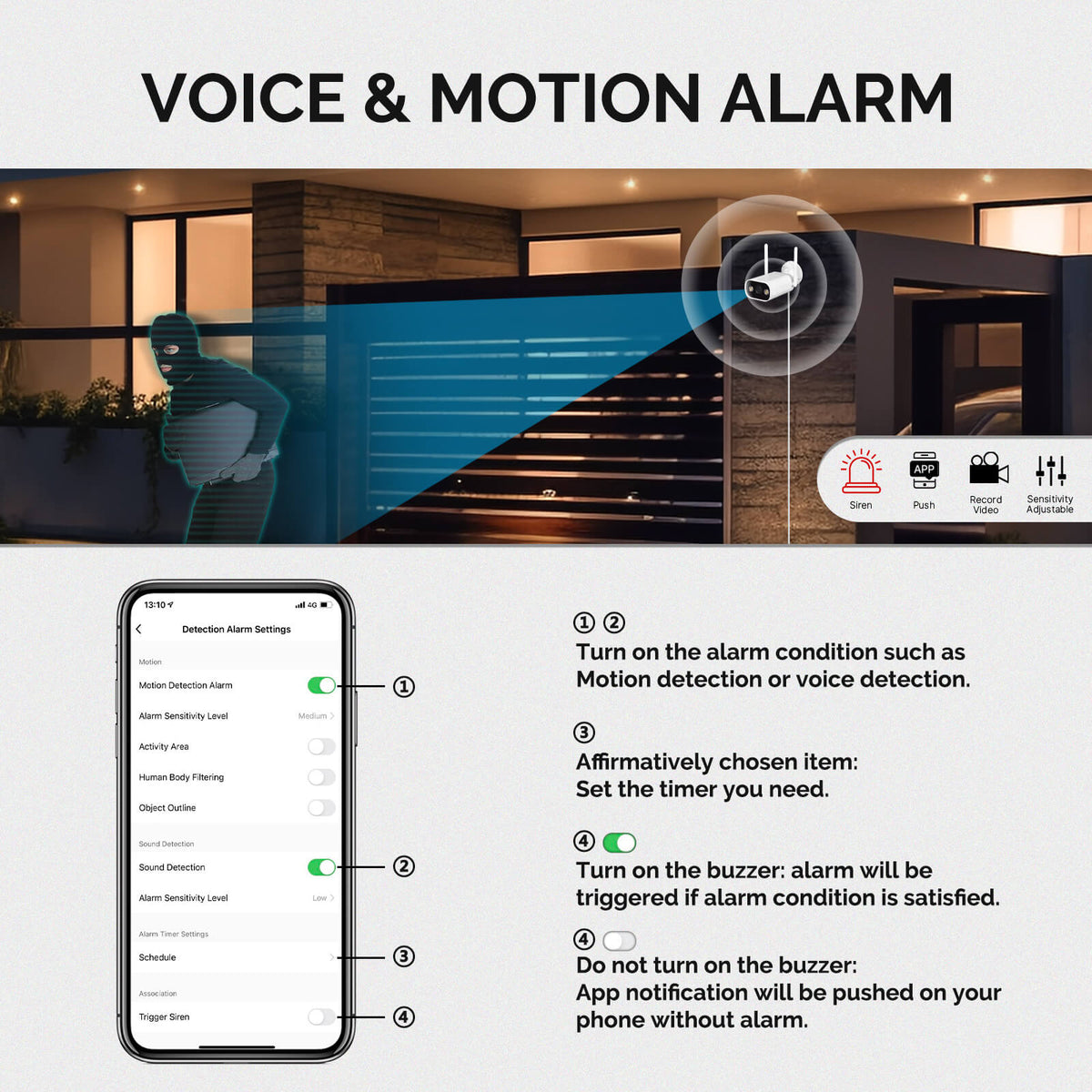 LumiMuse WiFi Smart Outdoor Camera HD 3MP Sound Motion Detection Color Night Vision Two-Way Audio Security Monitor