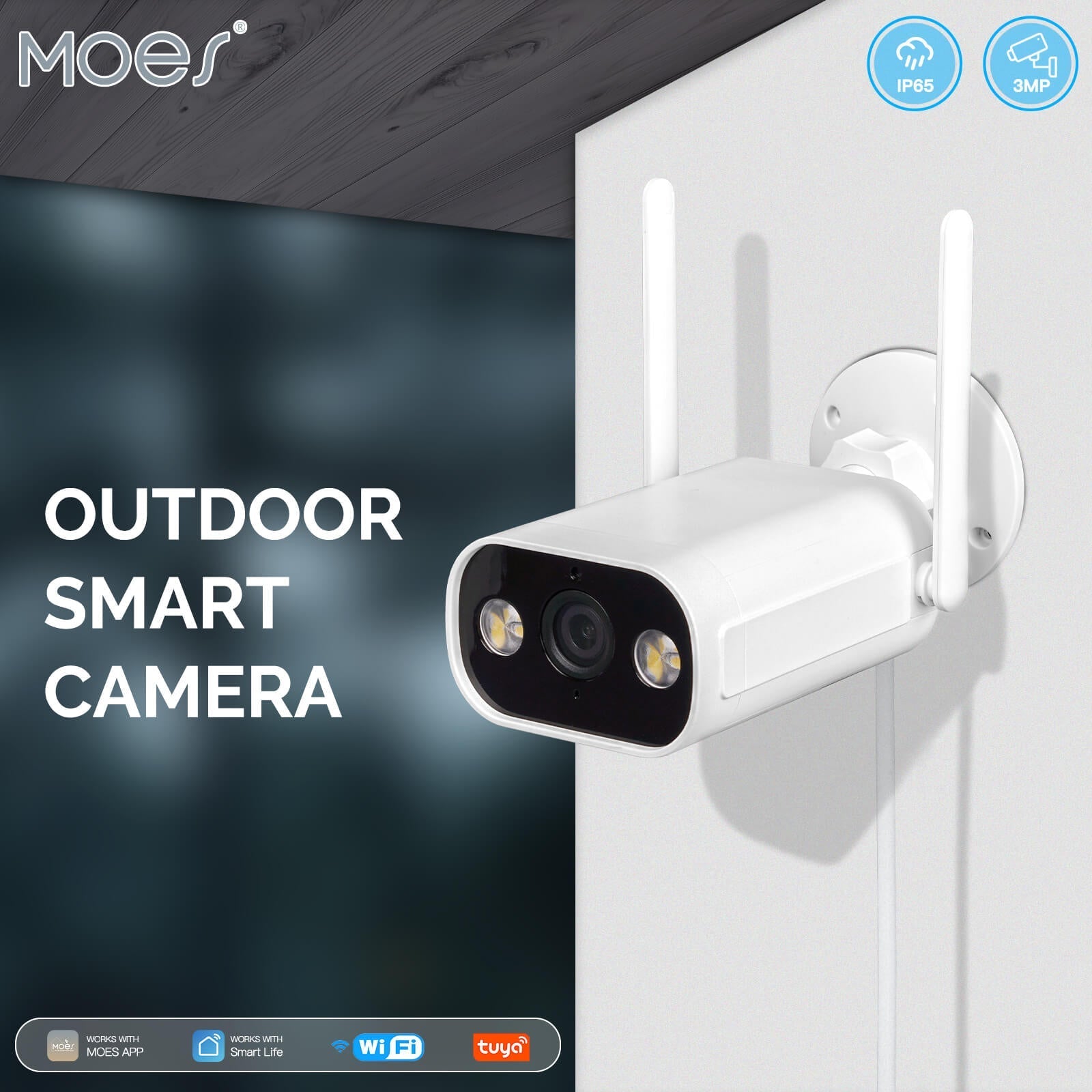 LumiMuse WiFi Smart Outdoor Camera HD 3MP Sound Motion Detection Color Night Vision Two-Way Audio Security Monitor