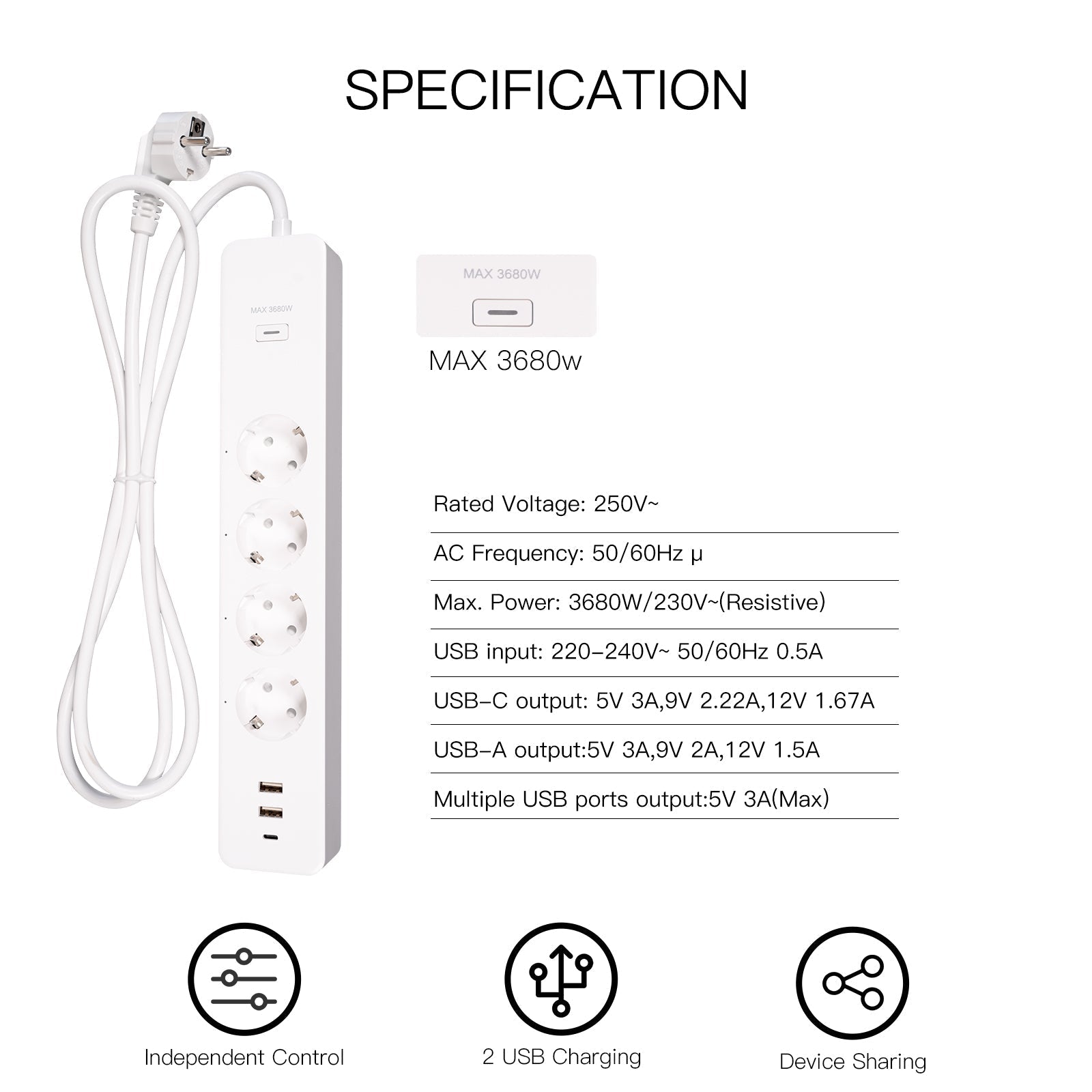 LumiMuse WiFi Tuya Smart Power Strip Surge Protector Electric Power Monitor Socket
