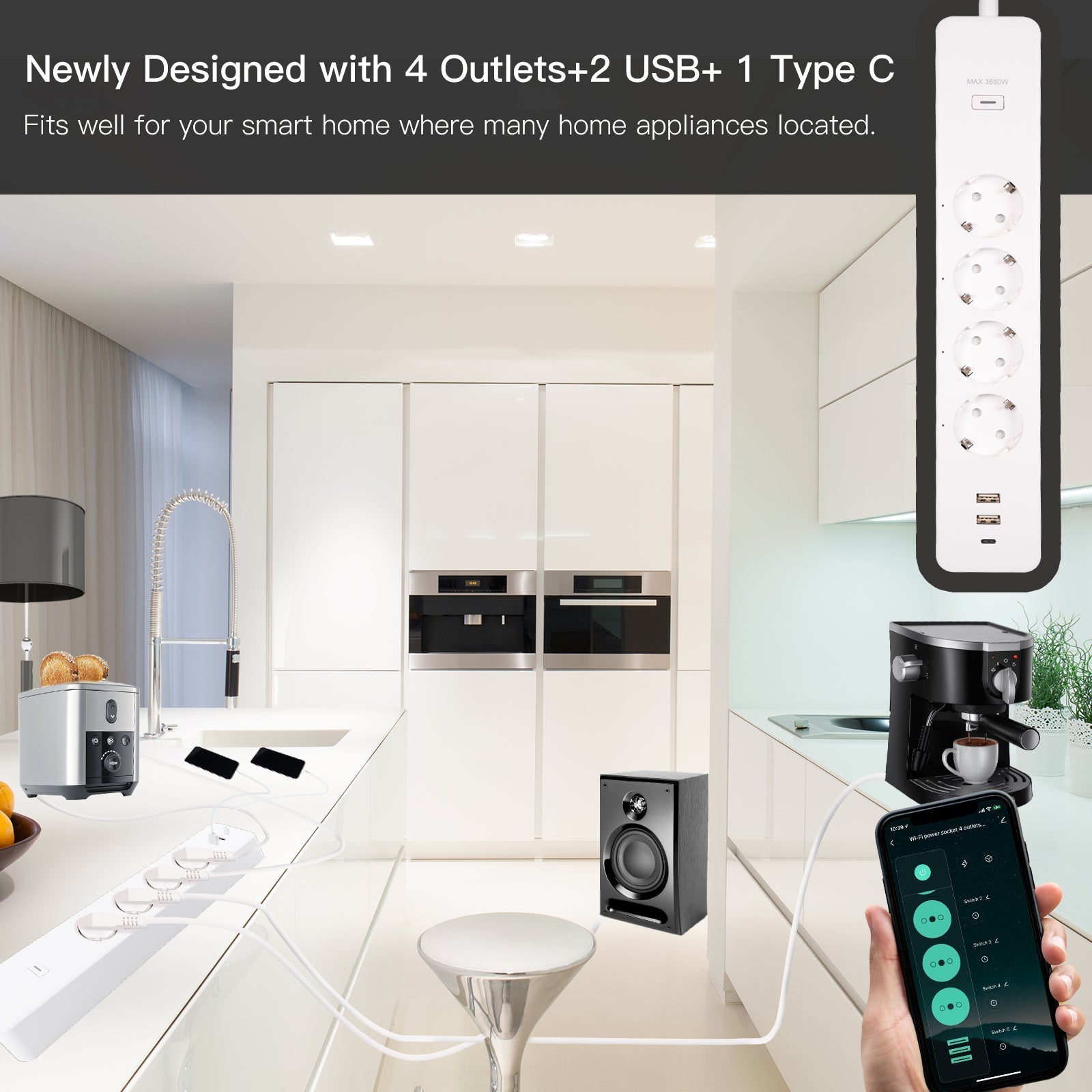 LumiMuse WiFi Tuya Smart Power Strip Surge Protector Electric Power Monitor Socket