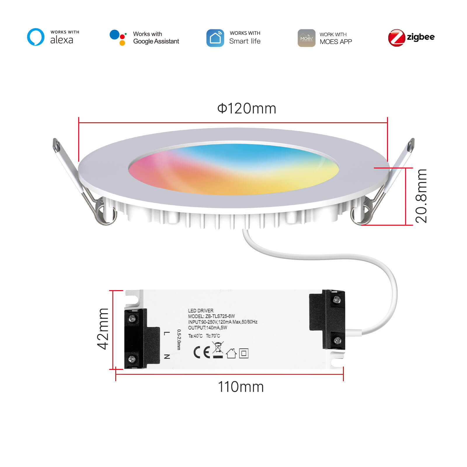 LumiMuse ZigBee Downlight Tuya Dimming Spot lamp 6W RGB Change Warm Cool light