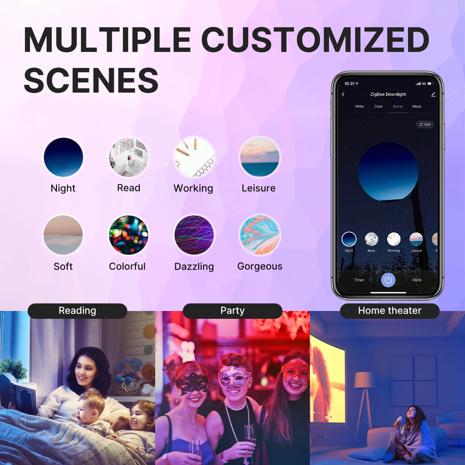 LumiMuse ZigBee Downlight Tuya Dimming Spot lamp 6W RGB Change Warm Cool light