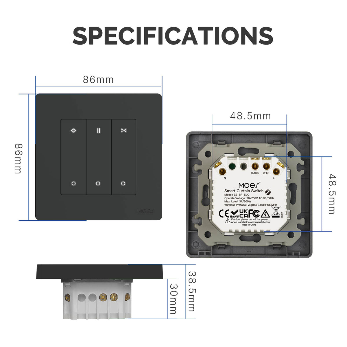 LumiMuse ZigBee RF Smart Curtain Switch For Roller Shutter Electric Curtains Blind Motor Support Timing & Remote Control