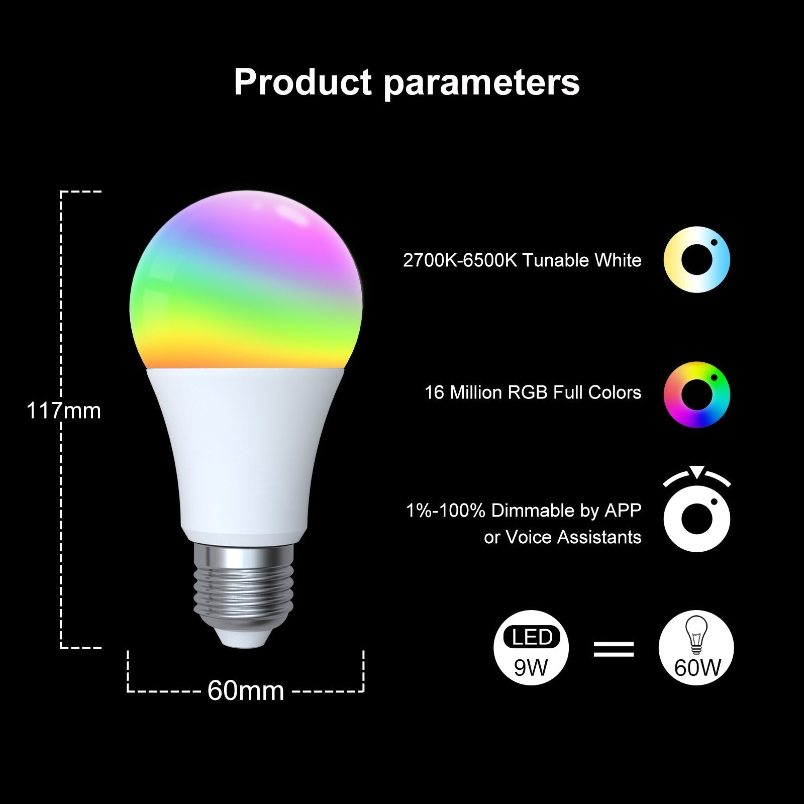 LumiMuse ZigBee Smart LED Light Bulb Energy Efficient E27 Dimmable RGB White Color Lamp 806Lm 9W 90-250V