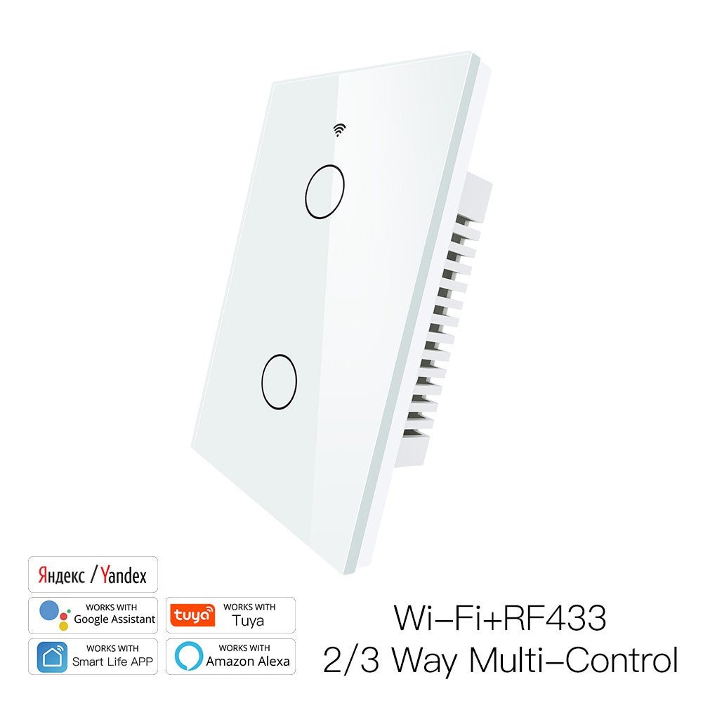 RF433 WIFI Smart Wall Touch Light Switch Glass Panel, 3 Way Multi-Control Neutral Wire Required US Standard