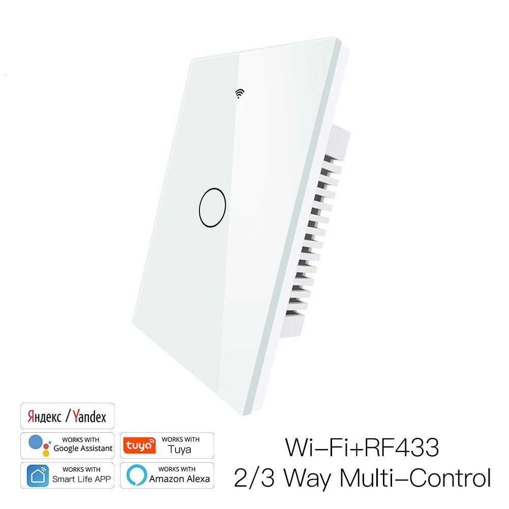RF433 WIFI Smart Wall Touch Light Switch Glass Panel, 3 Way Multi-Control Neutral Wire Required US Standard