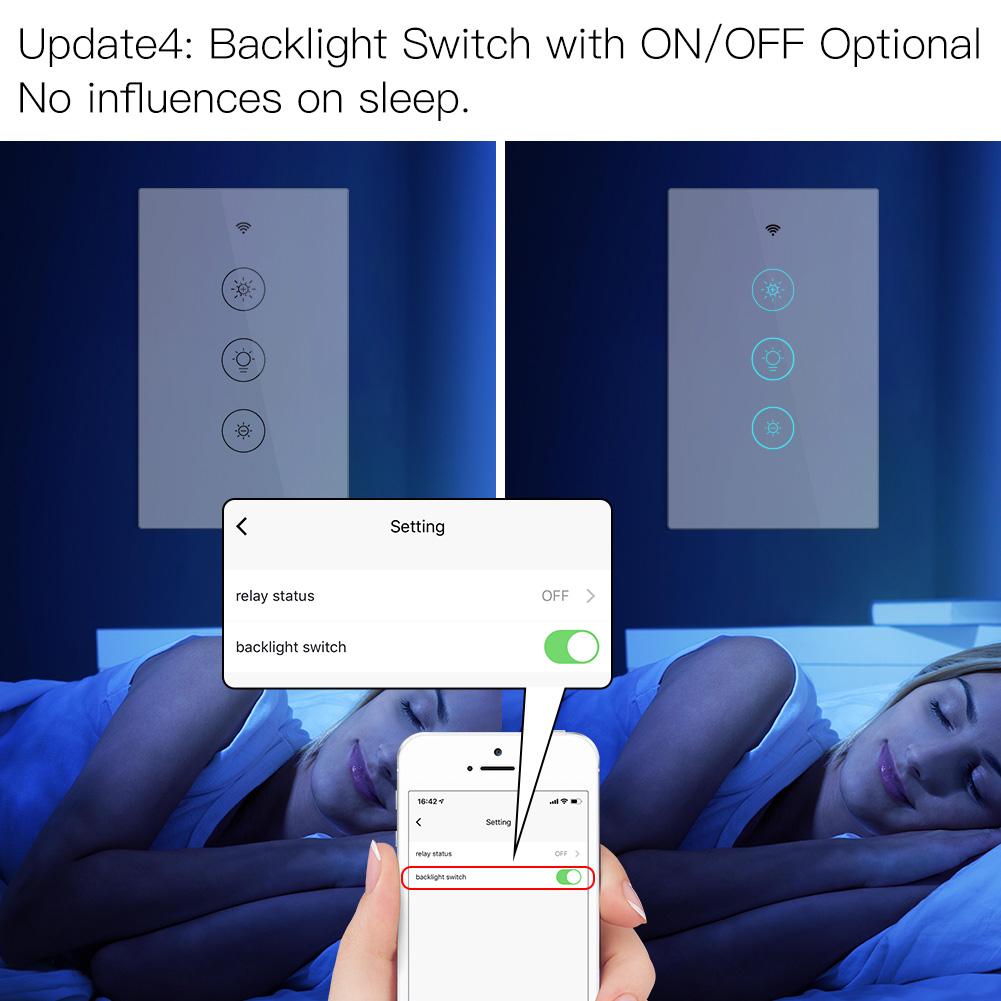 WiFi Dimmer Switch RF433 Smart Glass Touch Switches With Led For Light