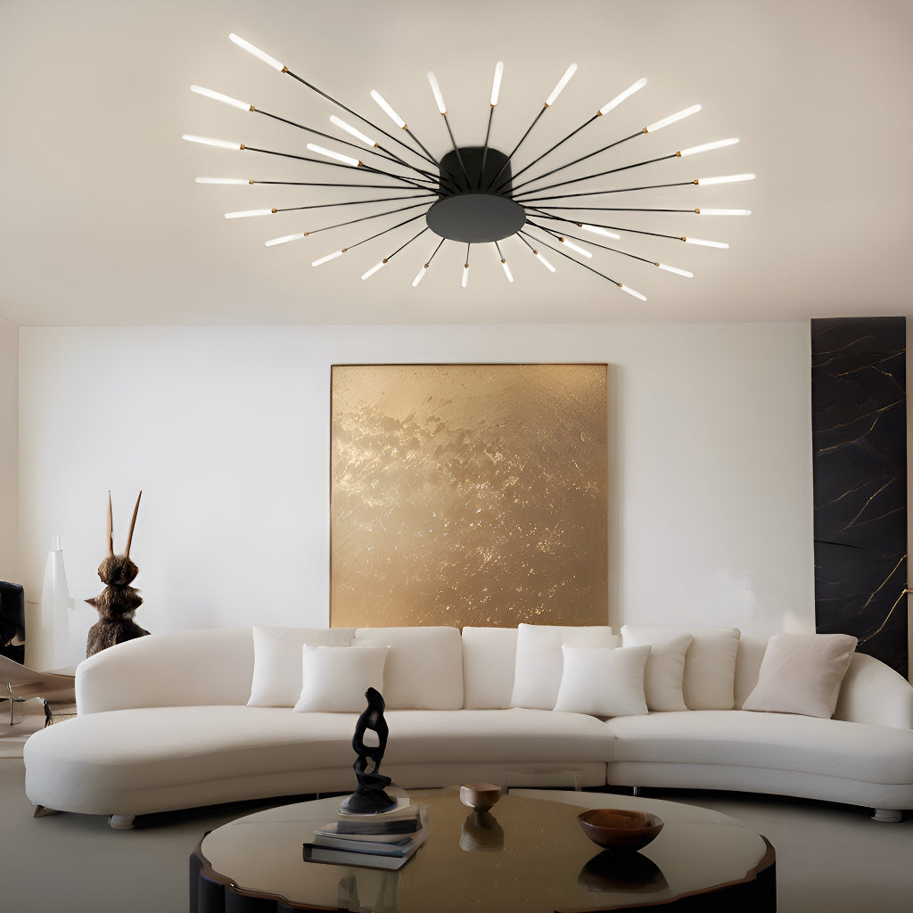 Modern LED Flush Mount Firework Ceiling Light with Metal Acrylic Sputnik Shape | LumiMuse