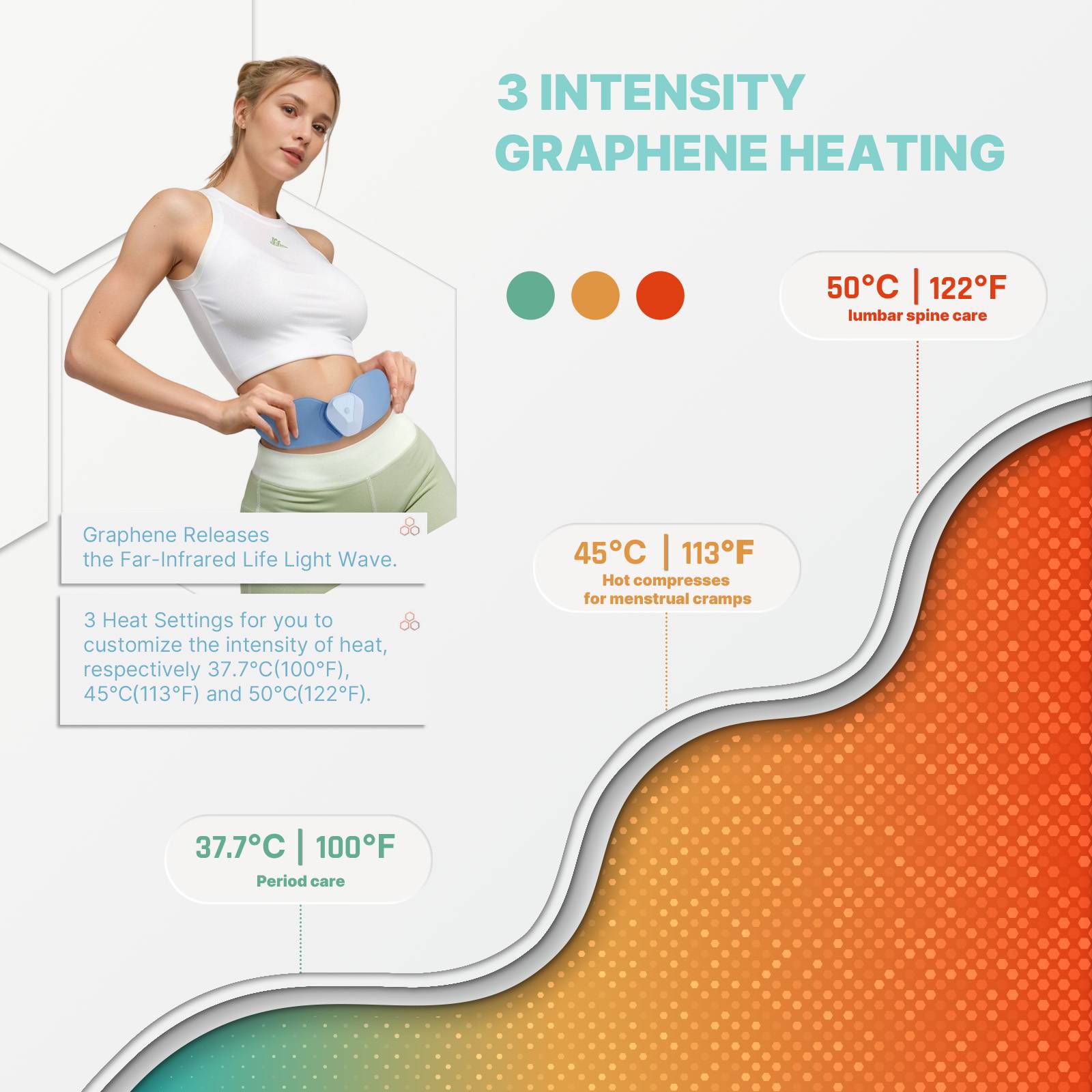 Portable Wireless TENS with Heat for Menstrual/Back/Shoulder/Neck/Leg Pain Relief