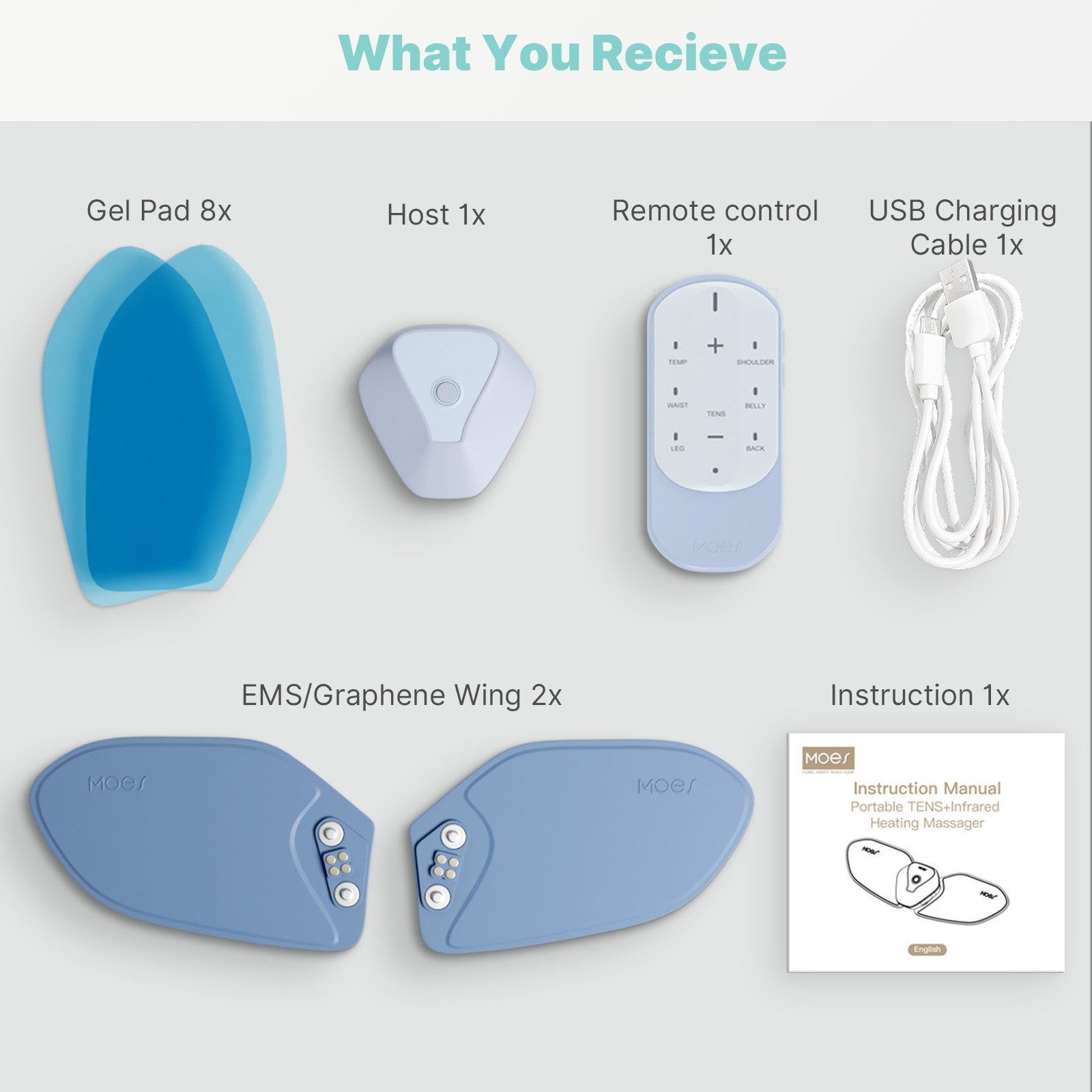 Portable Wireless TENS with Heat for Menstrual/Back/Shoulder/Neck/Leg Pain Relief