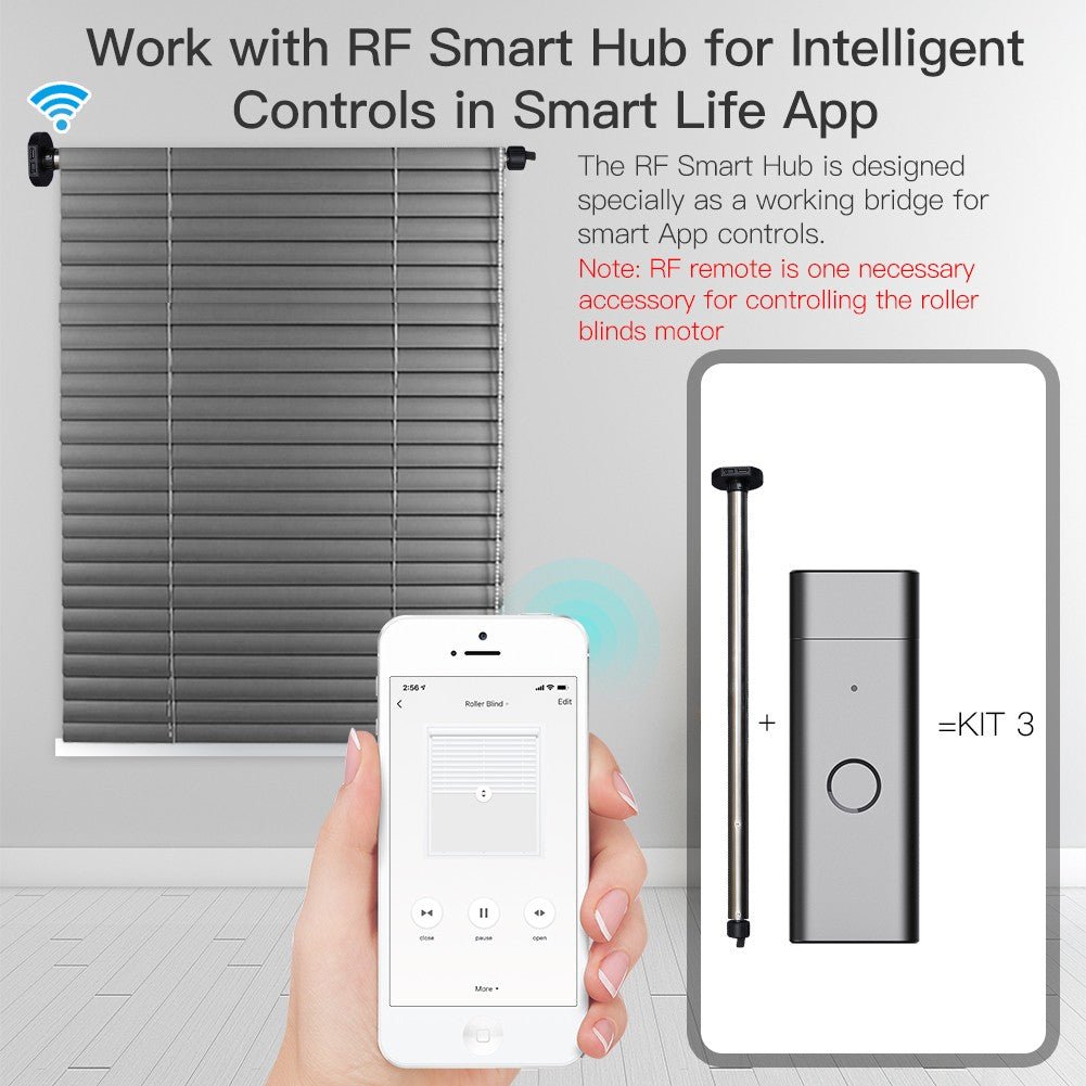 Rechargeable Tubular Roller Blind Motor RF433 Remote Control - A Pack of 3 Boxes