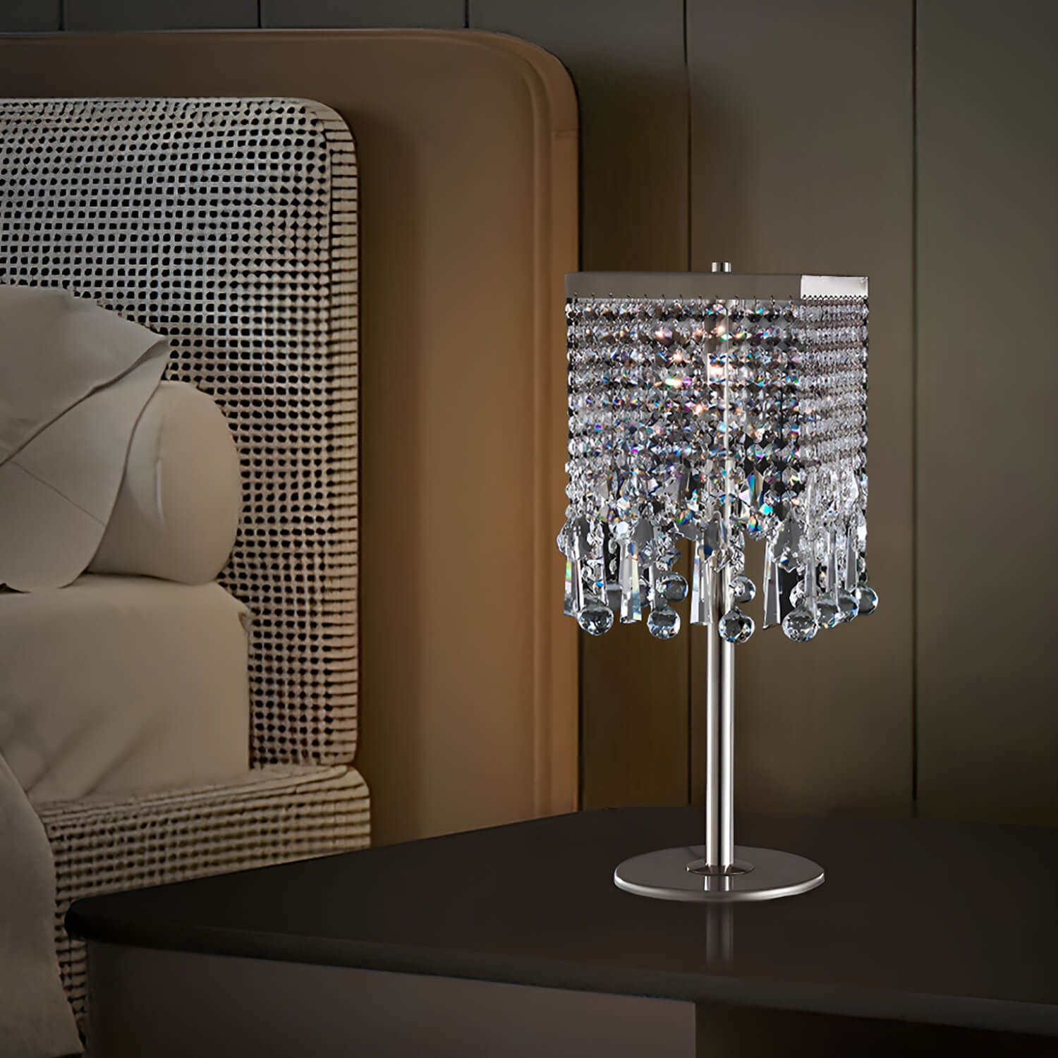 Sleek Crystal Table Lamp for Living Room Bedroom and Study | LumiMuse