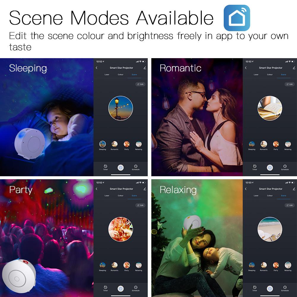 LumiMuse WiFi Smart Round Star Projector with Galaxy Nebula Cloud/Moving Ocean Wave Star Sky