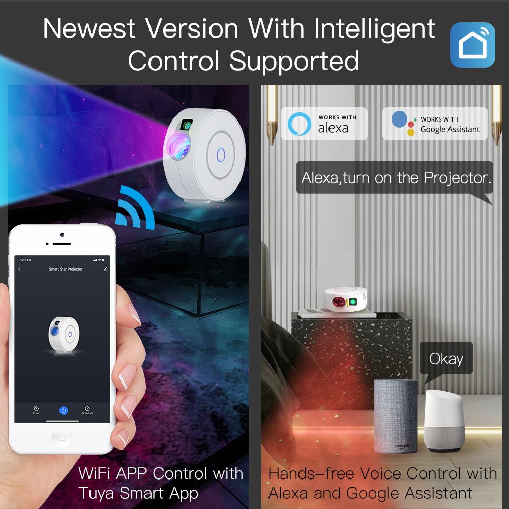 LumiMuse WiFi Smart Round Star Projector with Galaxy Nebula Cloud/Moving Ocean Wave Star Sky