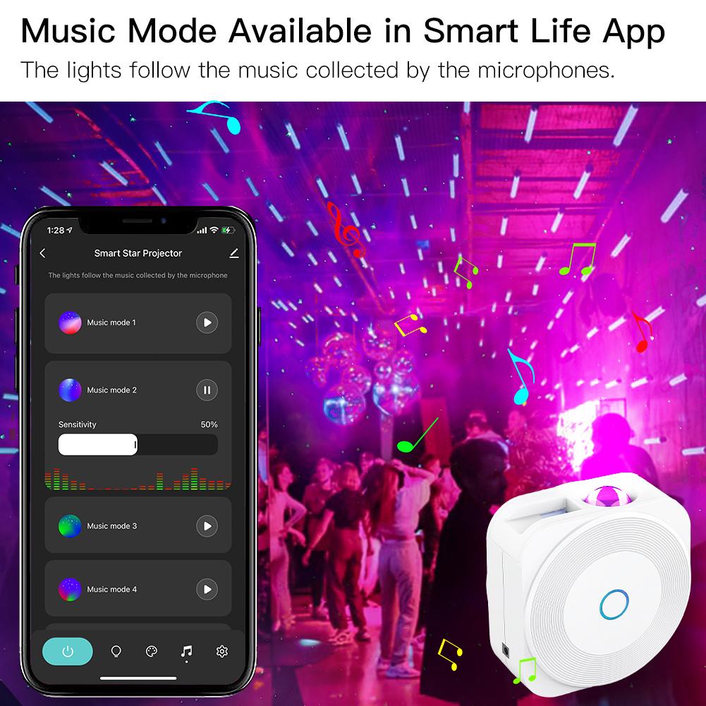 LumiMuse WiFi Smart Star Sky Night Light Square Projector Music Player