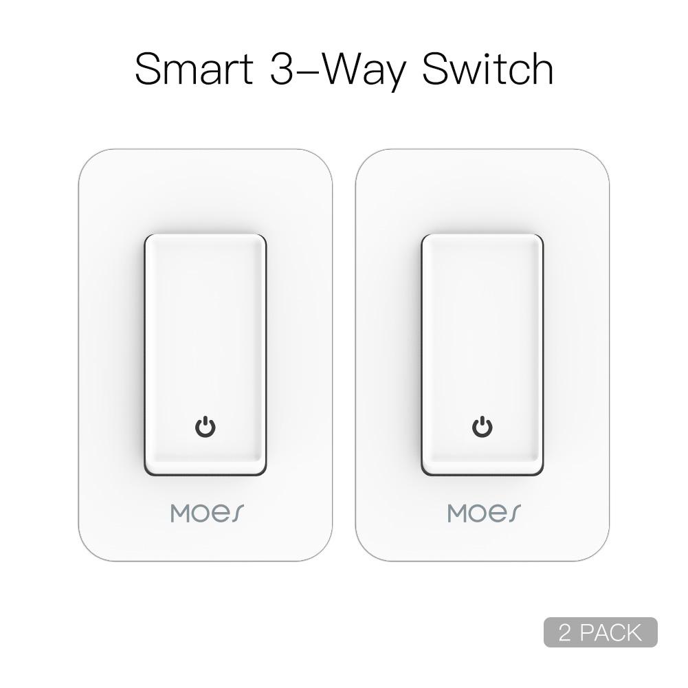 WiFi 3 Way Smart Light Switches Push Button Double Switch Neutral Wire Required 100V-120V