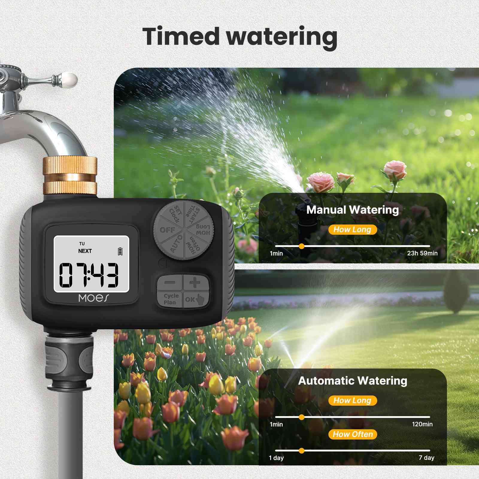 Sprinkler Timer For Garden Hose Drip Irrigation Auto Watering 1-Outlet