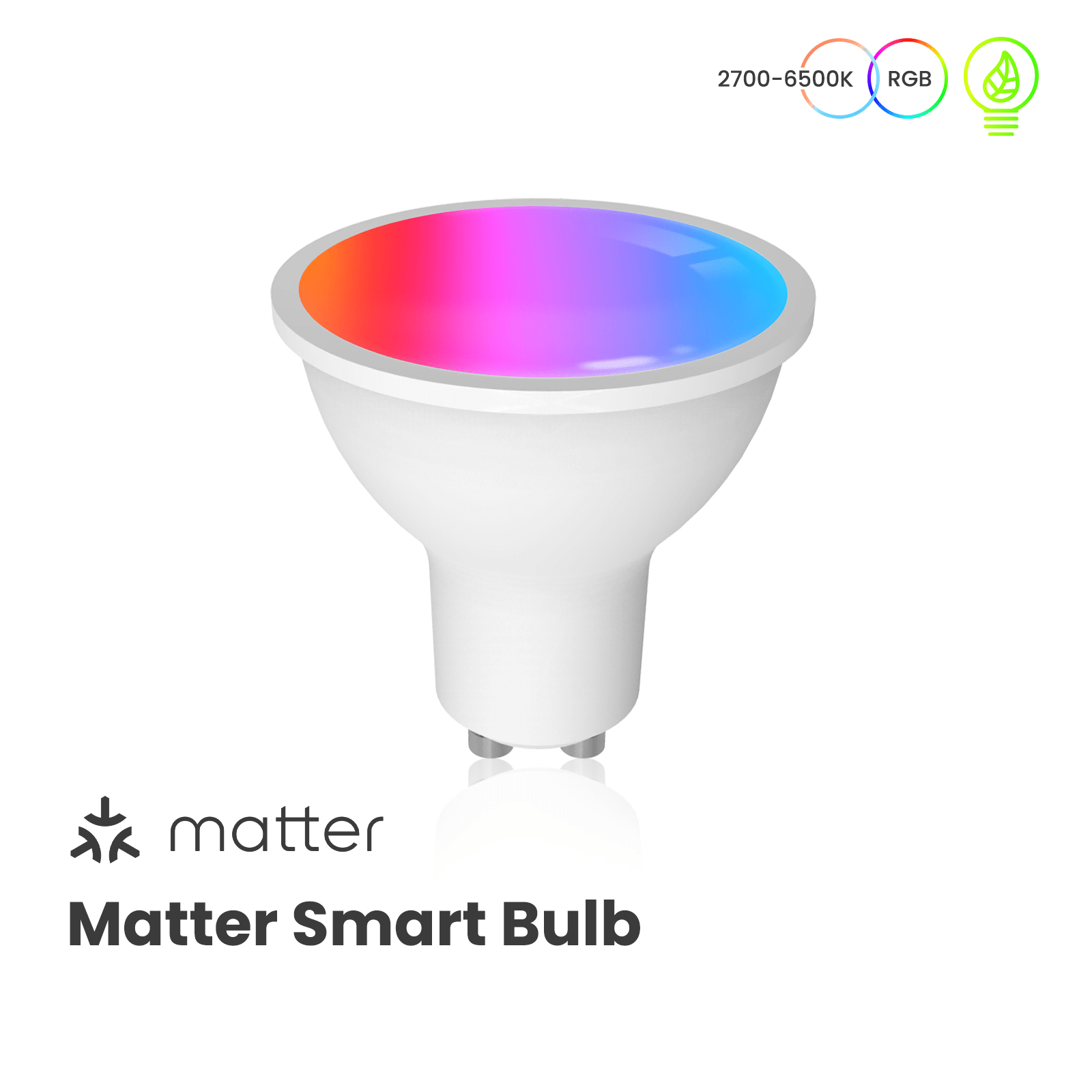 Tuya GU10 Matter WiFi Smart LED Bulb with Voice Control, Dimmable 5W Light 2700-6500K RGB Colors | LumiMuse