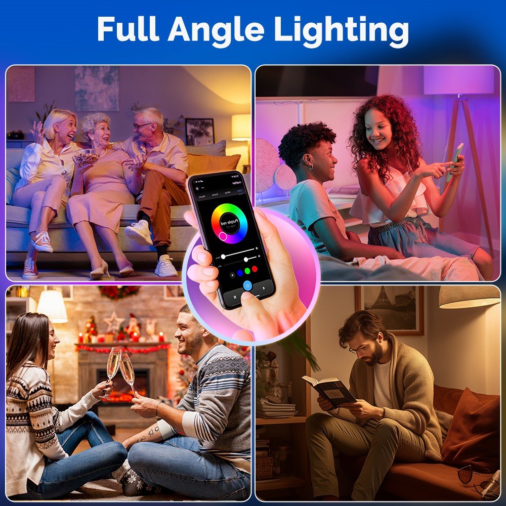 Tuya Matter WiFi Smart LED E27 Dimmable Light Bulbs RGB 2700K-6500K W+C