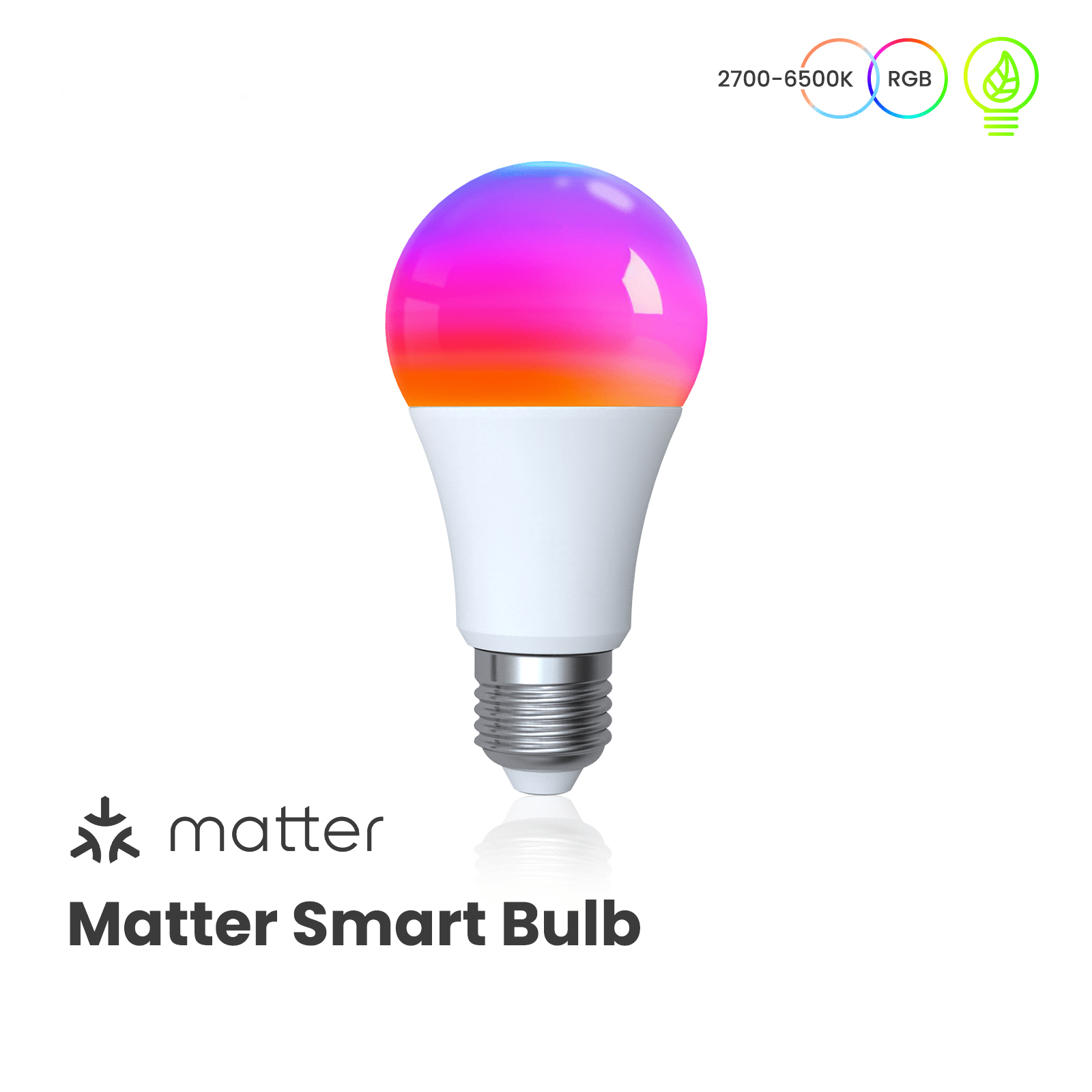 Tuya Matter WiFi Smart LED E27 Dimmable Light Bulbs RGB 2700K-6500K W+C | LumiMuse