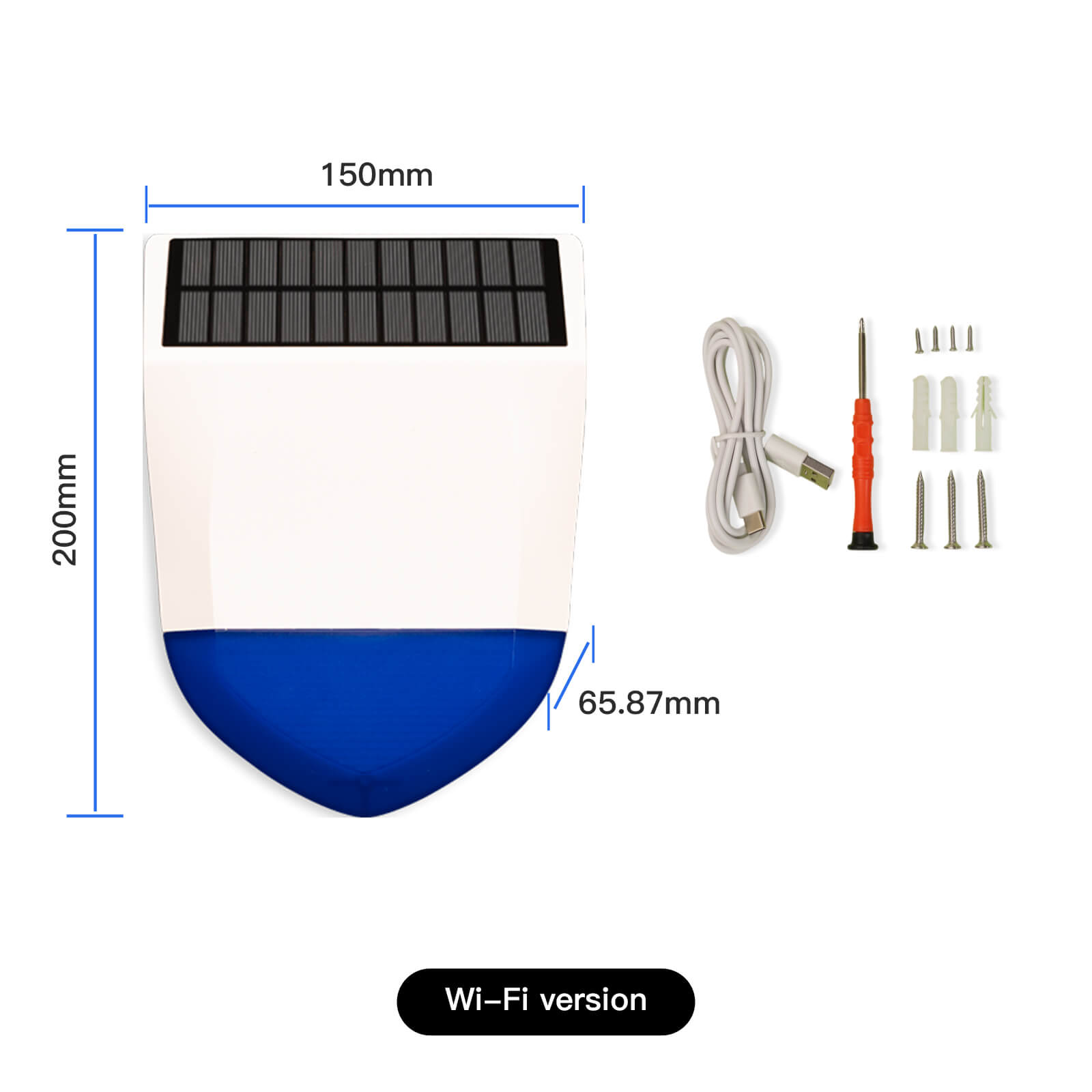 Tuya Smart Wifi/Zigbee Sound Light Siren Alarm Solar Energy Outdoor IPX5 Waterproof Tamper Alarm With Rechargeable Battery