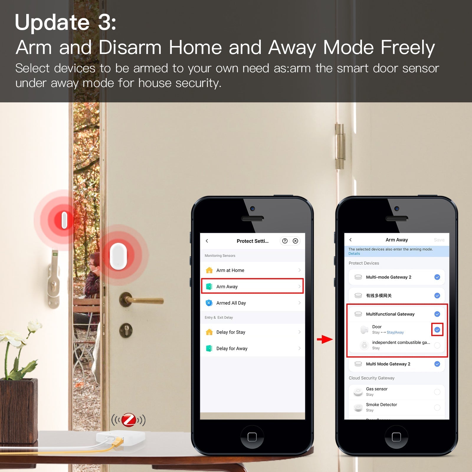 Smart Wired Multi-mode Gateway ZigBee WiFi Bluetooth Mesh Hub Away Stay Home Security Protect Mode